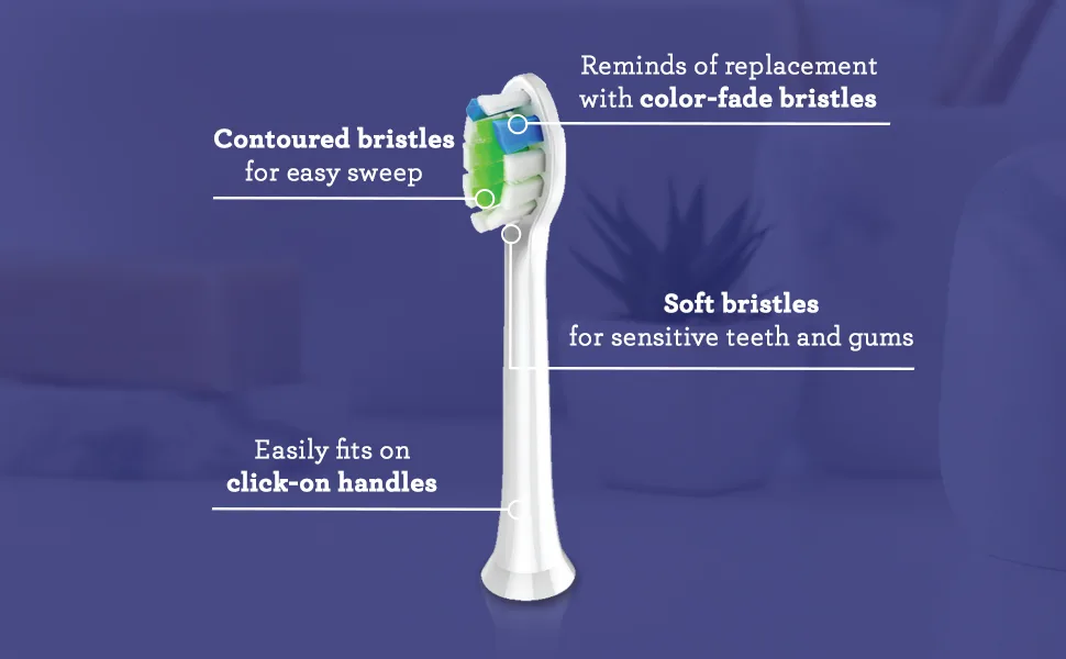 GuruNanda Replacement Sonic Brush Head (Pack of 6) - Compatible with GuruNanda Sonic Toothbrushes - Round-Ended Soft Bristles to Help with Plaque Control & Teeth Whitening - IPRX Waterproof (White) - replacemnet heads