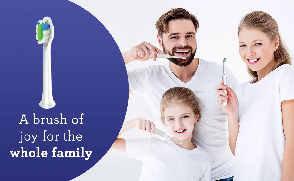 GuruNanda Replacement Sonic Brush Head (Pack of 6) - Compatible with GuruNanda Sonic Toothbrushes - Round-Ended Soft Bristles to Help with Plaque Control & Teeth Whitening - IPRX Waterproof (White) - replacment brush head