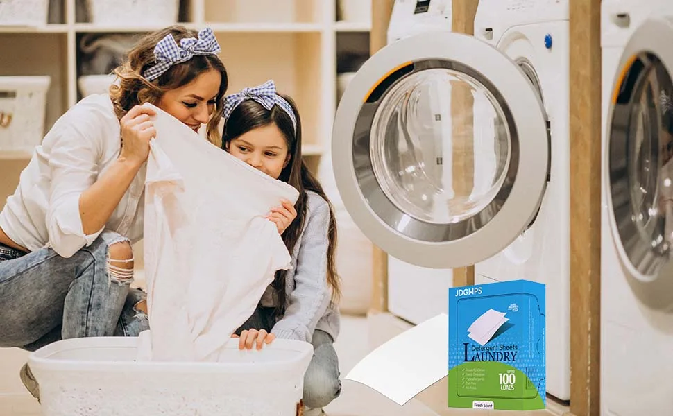 Travel Laundry Detergent Sheets - Plant Based Eco Laundry Soap Sheets for Handwashing & He Washer High-efficiency Free & Clear Fresh Scent 50 Count (100 Loads) - laundry detergent