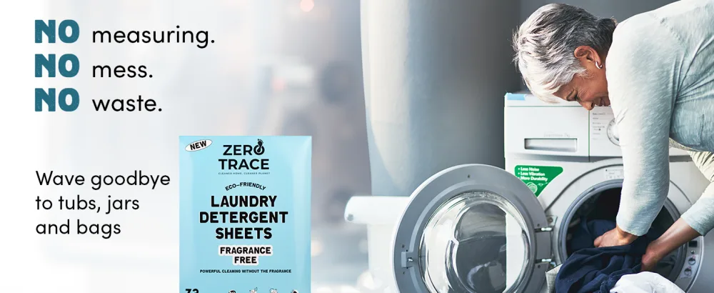 Zero Trace All Natural Laundry Detergent Sheets - Fragrance Free Eco Friendly 72 Count Fragrance Free 72 Count (Pack of 1) - Fragrance Free