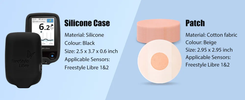YOUSHARES Libre 2 Reader Silicone Case with 20 Packs Beige Libre 2 Sensor Cover Waterproof Anti-Drop Scratches Protective Case for Adhesive Patches Sensor (Black) - The silicone case for Libre 2 reader diabetic sensor covers with Adhesive Patches
