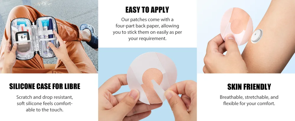 YOUSHARES Libre 2 Reader Silicone Case with 20 Packs Beige Libre 2 Sensor Cover Waterproof Anti-Drop Scratches Protective Case for Adhesive Patches Sensor (Black) - The silicone case for Libre 2 reader diabetic sensor covers with Adhesive Patches