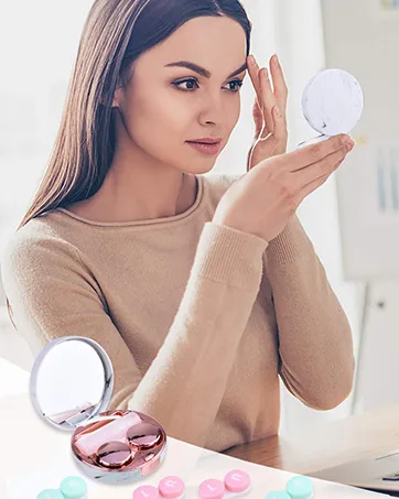 Eyeglass Case Double Sided Portable Contact Lens Case 2 in 1 Portable Contact Multifunction Durable Lens Case E-Pink - product information 7