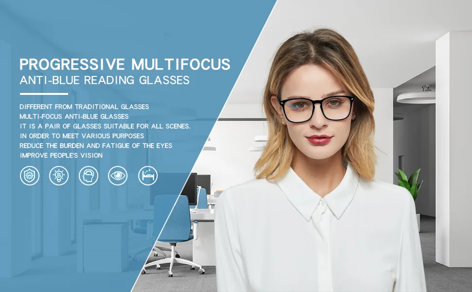 Progressive Multifocus Reading Glasses Men Women 3 Pack Anti Blue Light Eyestrain Quality Computer Readers (3 Black 2.0) 3 Black 2.0 x - reading glasses men