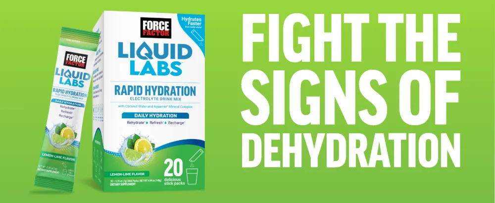 FORCE FACTOR Liquid Labs Electrolytes Powder Packets Lemon Lime Hydration Packets to Make Electrolyte Water with 5 Essential Electrolytes Vitamins Minerals and Antioxidants 20 Stick Packs 20 Servings (Pack of 1) - electrolytes powder electrolytes hydration packets electrolytes powder packets hydration pack