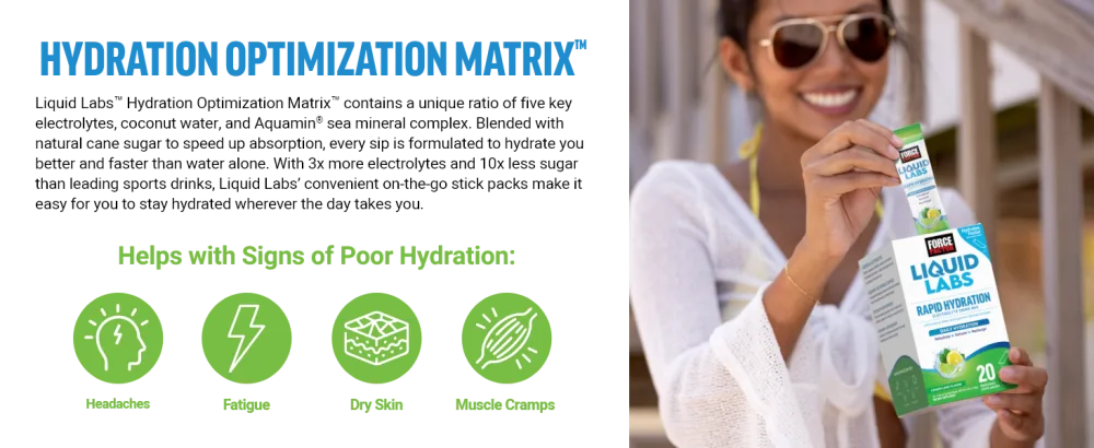 FORCE FACTOR Liquid Labs Electrolytes Powder Packets Lemon Lime Hydration Packets to Make Electrolyte Water with 5 Essential Electrolytes Vitamins Minerals and Antioxidants 20 Stick Packs 20 Servings (Pack of 1) - electrolytes powder electrolytes hydration packets electrolytes powder packets hydration pack