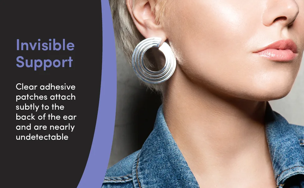 Lobe Miracle- Clear Earring Support Patches - Earring Backs For Droopy Ears - Ear Care Products for Torn or Stretched Ear Lobes (60 Patches) - Invisible Support