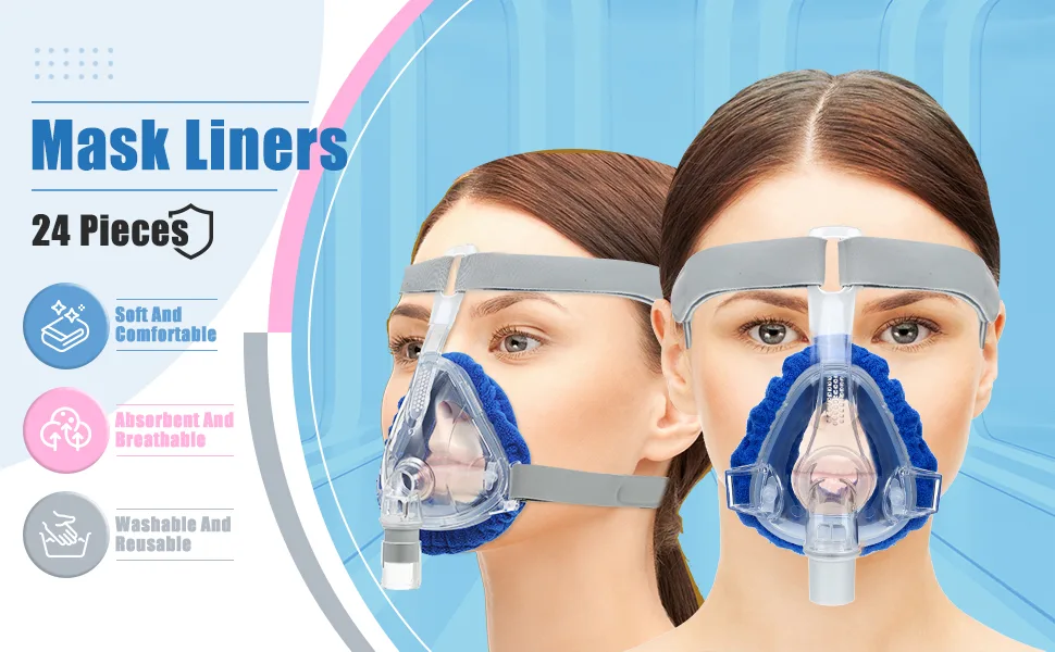 Sosation 24 Pack Mask Liners Full Face Reusable Soft Mask Covers Reduce Air Leaks and Blisters Washable Cushion Covers (White) - product information 4