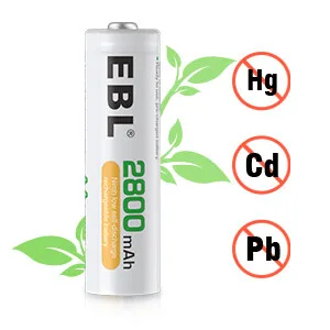 EBL Rechargeable AA Batteries 1.2V 2800mAh Precharged Ni-MH AA Battery New Retail Package Pack of 8 - NiMH aa batteries