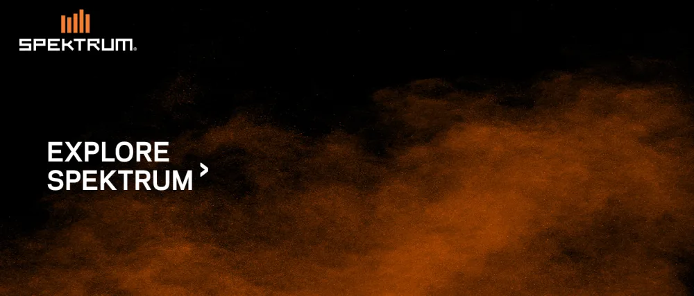 Spektrum 2100 mAh NiMH AA Battery (4 Pack) - black background with orange smoke with spektrum logo and copy that says explore spektrum
