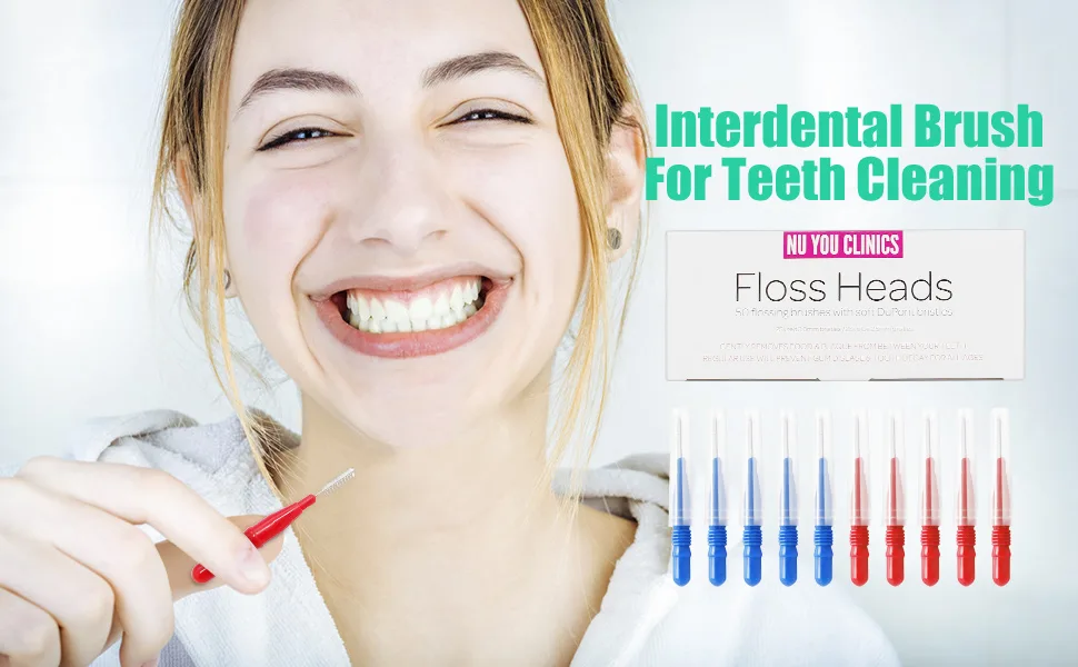 LKE 50pcs/Pack Interdental Brush Tooth Flossing Head Oral Dental Hygiene Brush Tooth Cleaning Tool Tooth Cleaning Tool - Interdental Brush