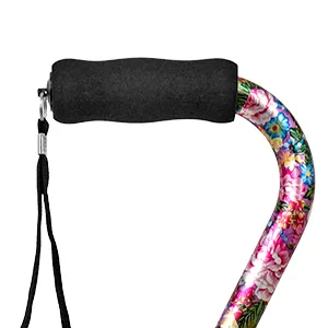 LIXIANG Walking Cane for Women & Men Adjustable Walking Stick,Folding Cane with Soft Sponge Offset Handle,Lightweight,Suitable for Arthritis,The Elderly and The Disabled Black red - sponge handle