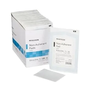 McKesson Non-Adherent Dressing Pads Sterile Nylon/Polyester 2 in x 3 in 100 Count 1 Pack 2x3 Inch (Pack of 100) - McKesson Sterile Non-Adherent Dressing