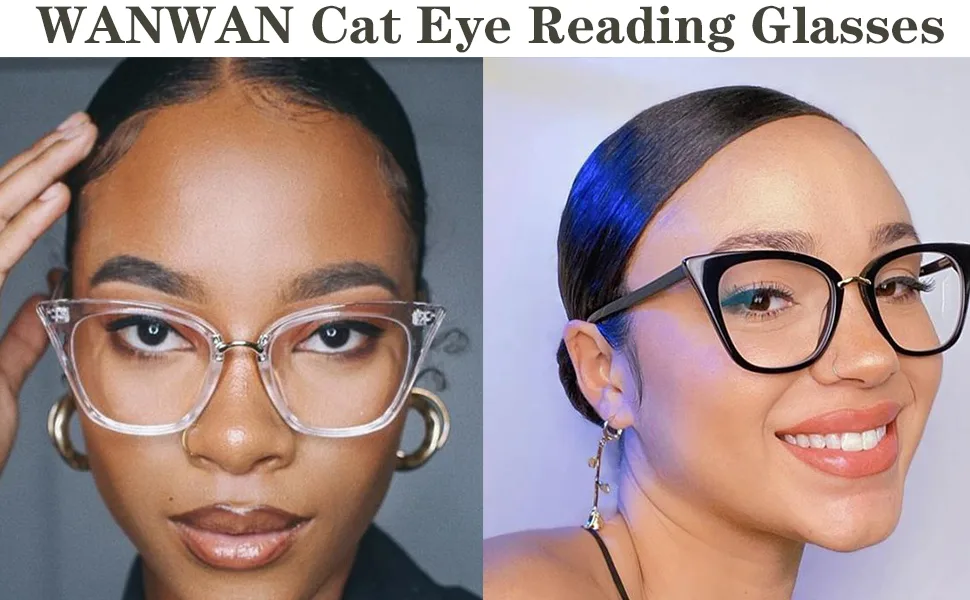 WANWAN Women Cat Eye Reading Glasses Fashion Frame Oversized Quality Readers 1.25 x Clear - product information 7