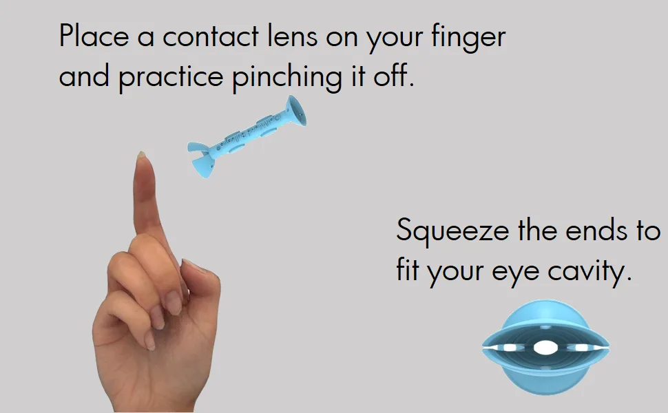 Trial Pack Portable Soft Contact Lens Insertion & Removal Tools - Silicone Rubber Eye Lens Inserter & Remover Device with Pincher End & Finger Grips - Safe & Easy to Use - optiwand bullseye