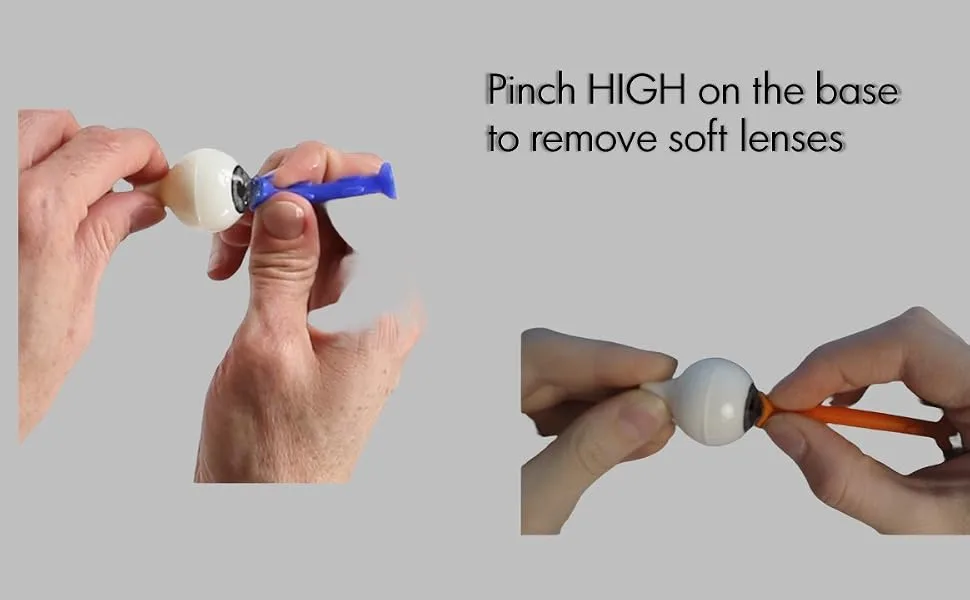 Trial Pack Portable Soft Contact Lens Insertion & Removal Tools - Silicone Rubber Eye Lens Inserter & Remover Device with Pincher End & Finger Grips - Safe & Easy to Use - optiwand pincher