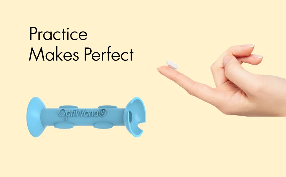 Trial Pack Portable Soft Contact Lens Insertion & Removal Tools - Silicone Rubber Eye Lens Inserter & Remover Device with Pincher End & Finger Grips - Safe & Easy to Use - Optiwand soft contact lens applicator and remover