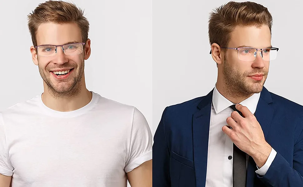 HUYAOPT 2-Pack Blue Light Blocking Reading Glasses Men Women Spring Hinge Computer Reading Glasses Metal Frame (Mixed Color 1.0 Mixed Color 2pcs 1.0 x - Blue Light Blocking Reading Glasses Men