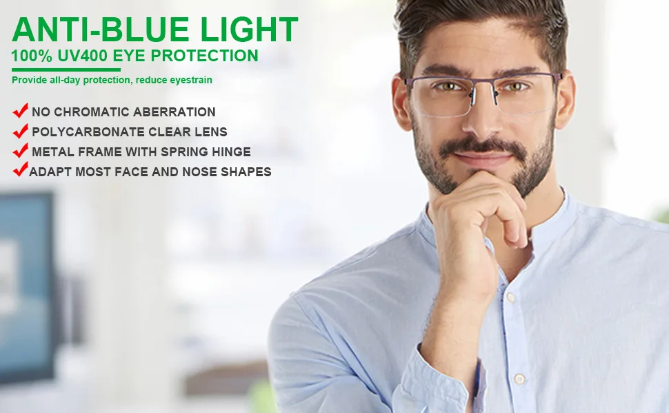 HUYAOPT 2-Pack Blue Light Blocking Reading Glasses Men Women Spring Hinge Computer Reading Glasses Metal Frame (Mixed Color 1.0 Mixed Color 2pcs 1.0 x - Blue Light Blocking Reading Glasses Men