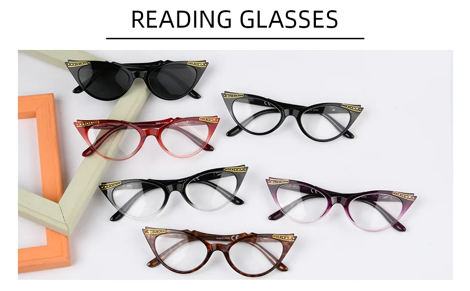 3-pack Womens Reading Glasses Include Ladies' Vintage Cat Eye Reading Sunglasses 3-pack Purple 2.0 x - Clear Lens,High-Quality Frame,Comfortable Nose Pads