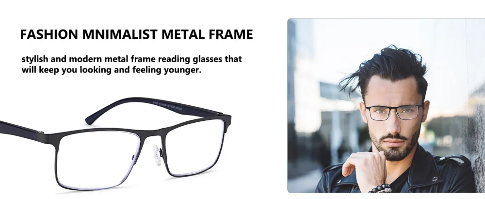 Reading Glasses for Men - Spring Hinge - Comfortable metal reading glasses Blue Light Blocking Computer UV-Eye Strain-Glare Glasses for Reading- 3 Pairs 3pcs Mix Color 1.25 x - reading glasses men