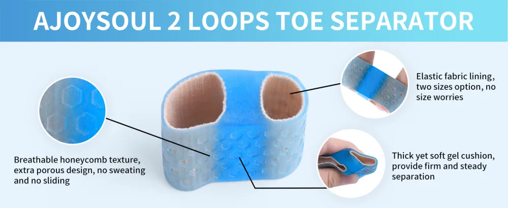 Toe Separator for Women and Men Bunion Corrector for Big Toe 4 Pcs Toe Spacer for Bunions Overlaps Deformed Toes - Blue Large - bunion corrector