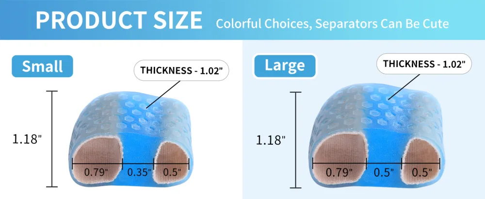 Toe Separator for Women and Men Bunion Corrector for Big Toe 4 Pcs Toe Spacer for Bunions Overlaps Deformed Toes - Blue Large - bunion corrector