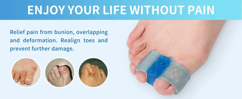 Toe Separator for Women and Men Bunion Corrector for Big Toe 4 Pcs Toe Spacer for Bunions Overlaps Deformed Toes - Blue Large - bunion corrector