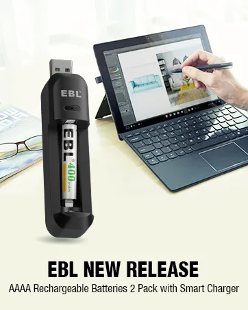 EBL AA Rechargeable Battery 10 Pack 2500mAh Ni-MH Double A Pre-Charged Rechargeable Batteries (10 Pack 5 Colors in a Box) - 2222