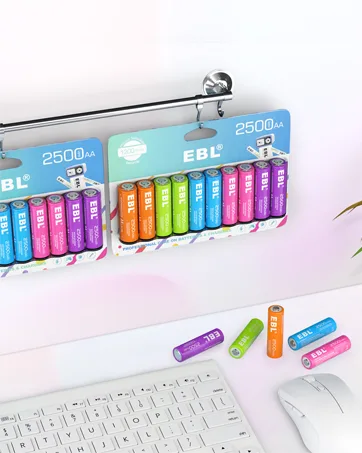 EBL Rechargeable AA Batteries 2500mAh 1.2V Ni-MH Double AA Battery 10 Pack - aaa aa batteries