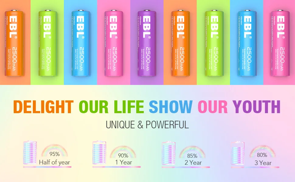 EBL Rechargeable AA Batteries 2500mAh 1.2V Ni-MH Double AA Battery 10 Pack - rechargeable aa batteries