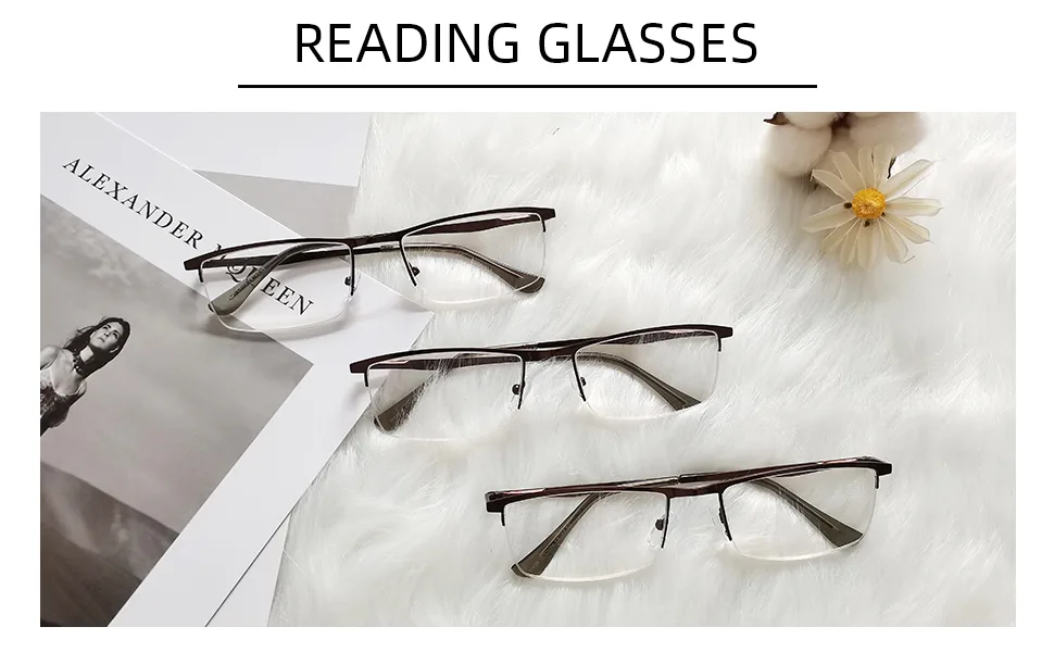 Half-Rim Reading Glasses 3-Pack with Spring Hinges 3-pair Mix 0.5 x - vintage glasses with spring hinges for men and women