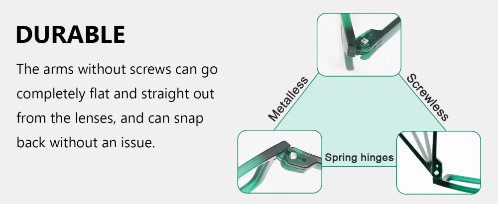 Eyekepper Metalless Reading Glasses with Screwless Spring Hinges 6 Pack Oversize Readers for Wide Face +1.50 6 Pack Mix Color 1.5 x - durable