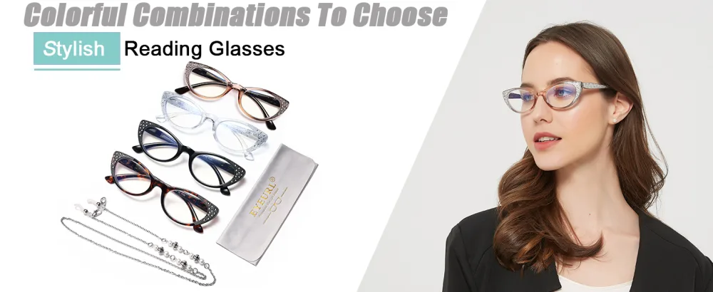EYEURL Cat Eye Reading Glasses for Women Blue Light Blocking 3 Pack Computer Readers 2.75 with Spring Hinge Eyeglasses Stylish Bright Flashing Design Brown/Green/Purple 2.75 x - reading glasses