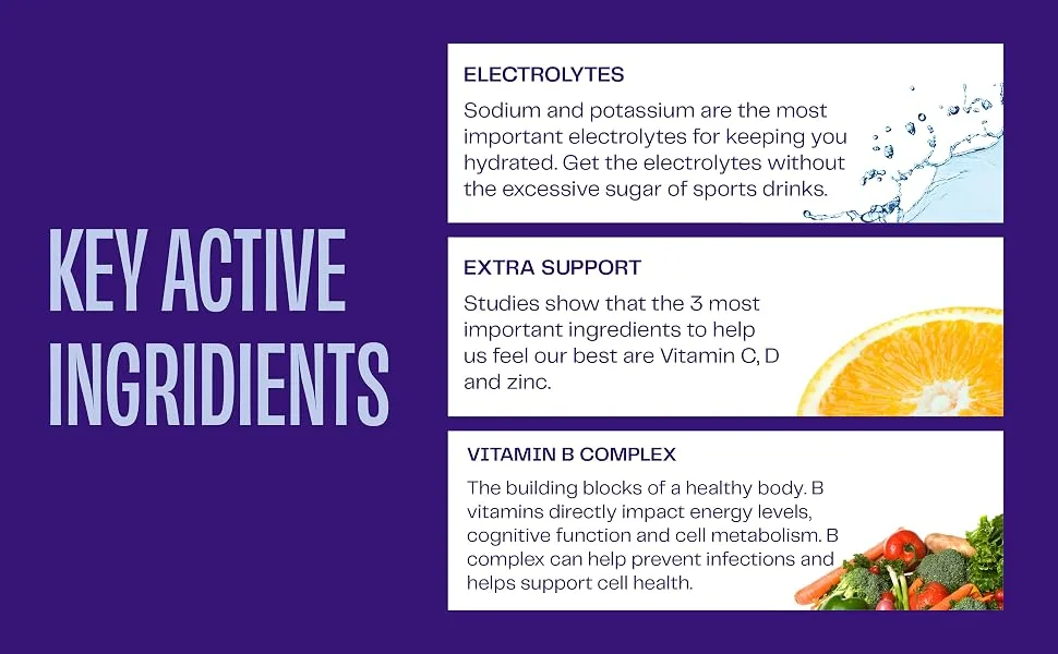 Hydration Replenisher Electrolyte Replacement Stick Packets | Essential Rapid Hydration & Vitamins | Sodium Potassium Magnesium Vitamins B C D Zinc | Cherry Pomegranate | V2 Reformulated - Key Active Ingredients