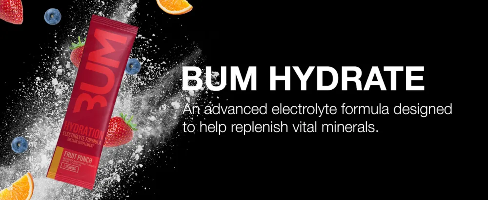 RAW Electrolytes Powder Hydration Drink Mix Packets BUM Hydrate (Fruit Punch 20 Servings) - Electrolyte Hydration Packets Supports Muscle Function & Endurance - Keto Free Electrolytes Powder Packets - Electrolyte Electrolytes Powder Hydration Packets Drink