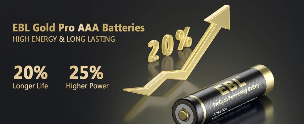 EBL Gold Pro Rechargeable AAA Batteries 1.2V 1100mAh NIMH Battery Upgraded High Performance AAA Batteries Precharged Triple A Battery - 16 Packs - product information 12