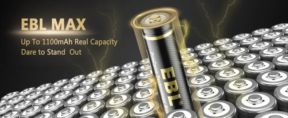 EBL Gold Pro Rechargeable AAA Batteries 1.2V 1100mAh NIMH Battery Upgraded High Performance AAA Batteries Precharged Triple A Battery - 16 Packs - product information 13