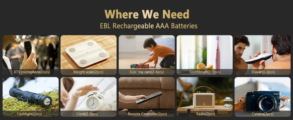EBL Gold Pro Rechargeable AAA Batteries 1.2V 1100mAh NIMH Battery Upgraded High Performance AAA Batteries Precharged Triple A Battery - 16 Packs - product information 19