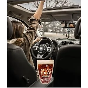 Little Jasmine Vegan Jerky, Original Flavor, Plant Based Protein, Vegan Snack, 7.05oz - road trip