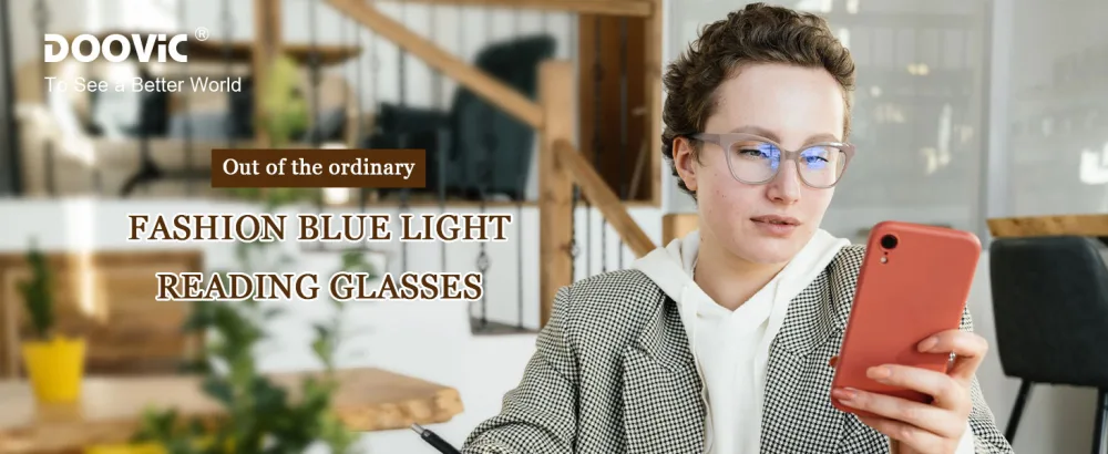 DOOViC 4-Pack Reading Glasses Blue Light Blocking Computer Readers Anti Eyestrain New Classic Style Spring Hinge Glasses for Women 1.75 Strength 4 Colors 1.75 x - readers for women 1.5 readers 2.50 glasses for women 1.75 reading glasses women