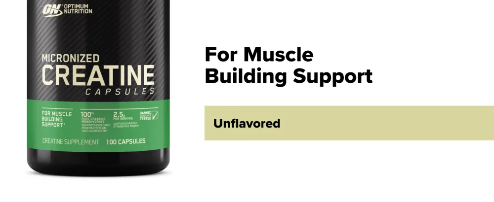 Optimum Nutrition Micronized Creatine Monohydrate Capsules Keto Friendly 2500mg 100 Capsules Unflavored - Capsules 100 Count (Pack of 1) - Optimum Nutrition Creatine Capsules