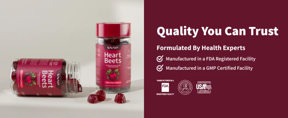 Snap Supplements Heart Beet Gummies Blood Flow and Blood Circulation Supplements Heart Health Supplements 60 Count - image