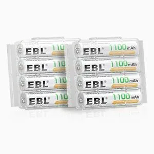 EBL Rechargeable AAA Batteries 1100mAh (8 Counts) and 8 Slot AA AAA Independent Rechargeable Battery Charger with 5V 2A USB Fast Charging Function - AAA Rechargeable Batteries 8 Packs