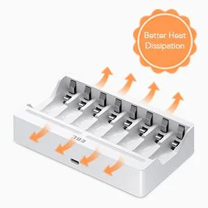 EBL Rechargeable AAA Batteries 1100mAh (8 Counts) and 8 Slot AA AAA Independent Rechargeable Battery Charger with 5V 2A USB Fast Charging Function - Better heat dissipation