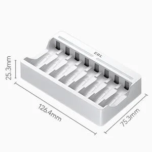 EBL Rechargeable AAA Batteries 1100mAh (8 Counts) and 8 Slot AA AAA Independent Rechargeable Battery Charger with 5V 2A USB Fast Charging Function - Size