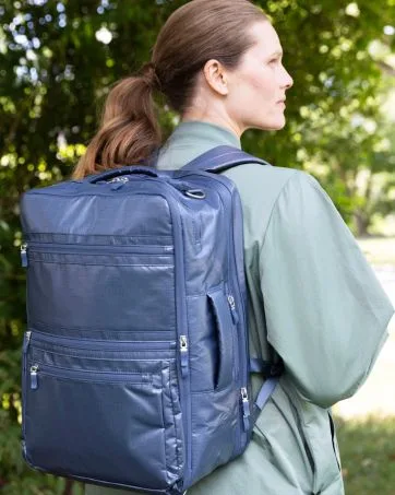 Baggallini Travel Pill Case - Lightweight 3x4 Inch Pill Organizer One Size French Navy - Modern Convertible Backpack