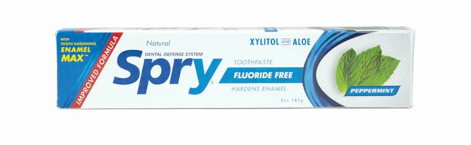 Spry Xylitol Toothpaste with Fluoride Natural Spearmint Anti-Cavity 5 oz (3 Pack) - spry