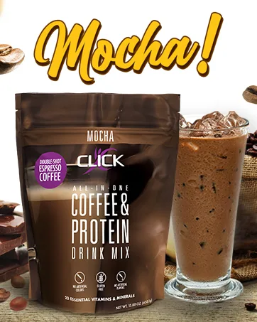 CLICK All-in-One Protein & Coffee Meal Replacement Drink Mix Vanilla Latte 10 Single Serving Packets (1.1 Ounce) (Vanilla Latte) - protein powder coffee drinks shakes super high clean low carb keto friendly vitamin iced hot