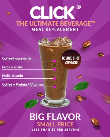 CLICK All-in-One Protein & Coffee Meal Replacement Drink Mix Vanilla Latte 10 Single Serving Packets (1.1 Ounce) (Vanilla Latte) - protein powder coffee drinks shakes super high clean low carb keto friendly vitamin iced hot